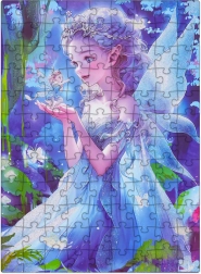 Detské puzzle s modrou princeznou, 100 dielikov