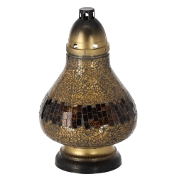 Sklenená lampa vitráž Karafa zlatá 37 cm, výdrž až 50 hodín