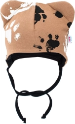 dojčenská bavlnená čiapka s uškami New Baby Paw horčicová