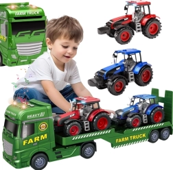 Woopie odťahový kamión s traktormi – svetlá a zvuky, farma 1:12
