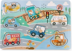 AdamToys drevené zvukové puzzle dopravné prostriedky