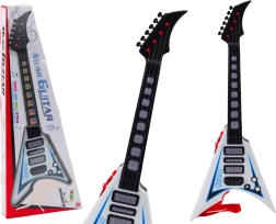 Detská elektrická gitara so svetlami a melódiami – biela