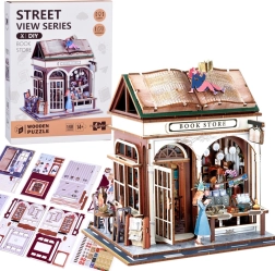 Drevené 3D puzzle kníhkupectvo so svetlom, 148 dielikov