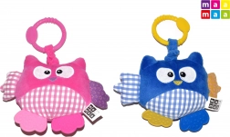 Vibrujúca plyšová sova nad postieľku, hrkálka 21 cm