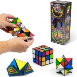 sada hlavolamov 3 v 1 – kocka 3x3, hviezdne nekonečno a šesťuholníkový puzzle