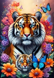 Puzzle Materinská láska: tigre 1000 dielikov ALIPSON