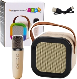 Bezdrôtový karaoke reproduktor s mikrofónom K12 RGB Bluetooth – béžový