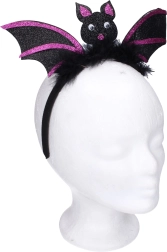 Karnevalový set – čelenka s ozdobou netopiera, fialová