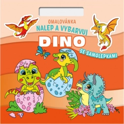 maľovanka štvorec nalepuj a vyfarbuj dino