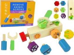 Drevená sada na skrutkovanie so zvieratkami