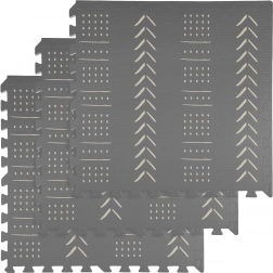 Penená podložka HUMBI 180 × 60 cm, veľké vodeodolné puzzle, bezpečné, 3 ks, sivé boho