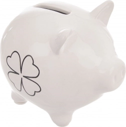 Keramická prasiatková pokladnička s ďatelinovým motívom 10 cm