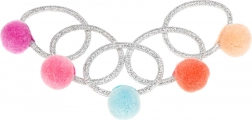 Gumičky do vlasov s farebnými bambuľkami - Souza! Elif, 5ks