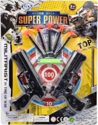 Detská pištoľ s terčom – sada s dvoma pištoľami a prísavkovými nábojmi