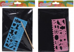 Vyškrabovací obrázok A5 so šablónou a ceruzkou