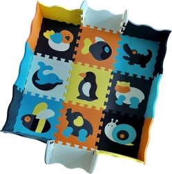 Penená podložka WOOPIE – farebné puzzle a skladacia ohrádka