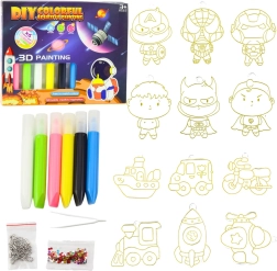 Kreatívna sada na maľovanie 3D kozmos – 6 farieb a 12 príveskov