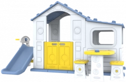 Veľký detský domček s modrou strechou