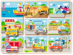 Drevená skladačka s témou dopravy