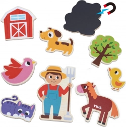 VIGA magnetickí farmárski priatelia – sada 20 drevených magnetov