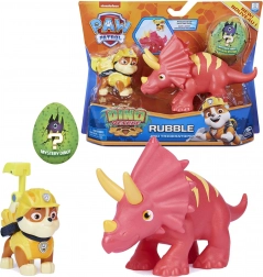 Paw Patrol Dino Rescue – figúrka Rubble a triceratops s prekvapením