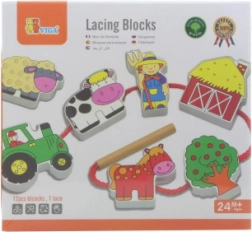 VIGA Drevené Navliekacie Farmárske Bloky Montessori