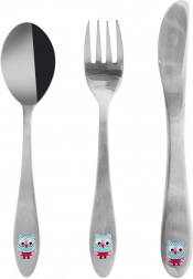 Detský nerezový príbor s motívom sovy, 3 ks