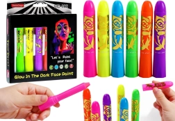 Neónová sada na maľovanie tváre, fluorescenčné pastelky, 6 ks