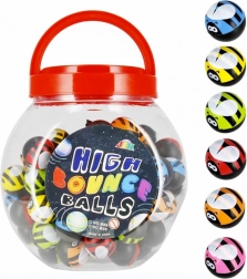 Skákacia loptička Lienka 3 cm v dóze – farebný mix