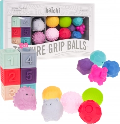 Senzorická sada z peny pre deti 6 m+ – loptičky, kocky a zvieratká, 16 ks