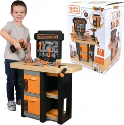 Smoby BLACK+DECKER detský otvorený pracovný ponk Bricolo, 37 dielov