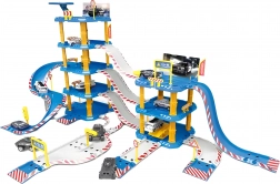 Veľká garáž policajnej stanice, 4 poschodia, čerpacia stanica, 100 prvkov