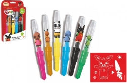 Fúkacie fixky BING so šablónami, 6 farieb