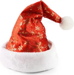 Vianočná čiapka so zlatými vločkami