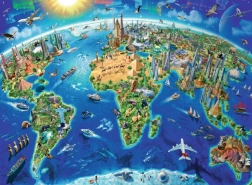 Ravensburger puzzle mapa svetových pamiatok XXL 300 dielikov