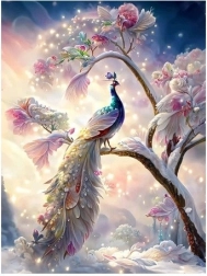 Diamantová mozaika - Páv na vetve