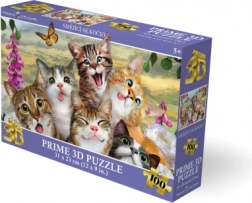 3D puzzle Usmievajúce sa mačky, 100 dielikov