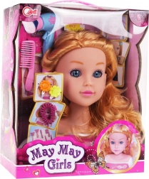 Stylingová hlava s blond vlasmi a príslušenstvom