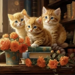 Diamantová mozaika - Tri mačky