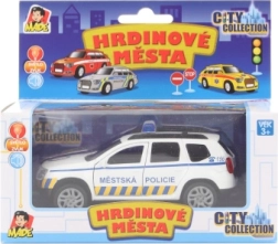 Policajné auto mestskej polície so svetlom a zvukom