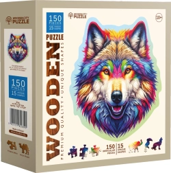 Drevené puzzle Dúhový vlk 150 dielikov