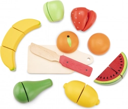 Drevená sada na krájanie ovocia v košíku