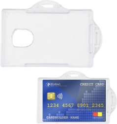 Priehľadné horizontálne puzdro na identifikátor z tvrdého plastu