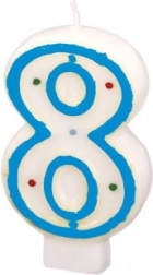 Sviečka číslo 8 s farebnými bodkami Amscan