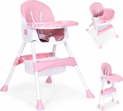 Jedálenská stolička s podnosom a košíkom, 5-bodový pás, ECOTOYS – Ružová