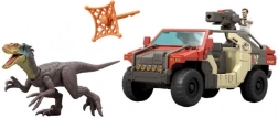 Jurassic World terénne auto s vodičom a velociraptorom