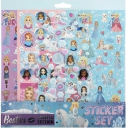 Zimné dievčenské samolepky – sada hladkých a 3D