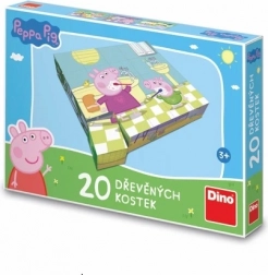 Drevené obrázkové kocky Peppa Pig Veselý deň