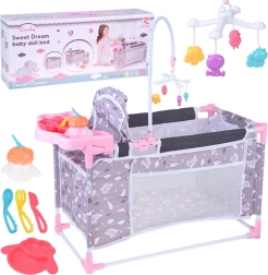 Detský set pre bábiky 2v1 postieľka a jedálna stolička Sweet Dream