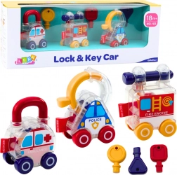 Edukativná sada autíčok s kľúčmi Polícia, Hasiči, Ambulancia